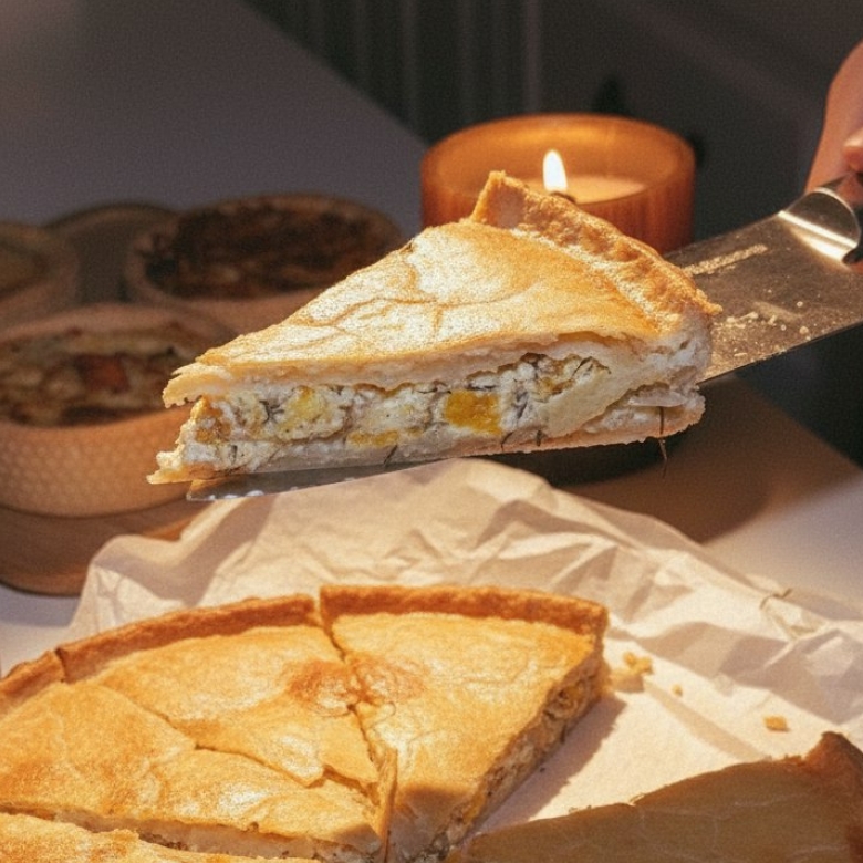 Пирог с карамелизированной тыквой и сыром